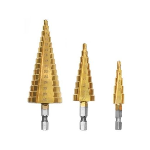 Lépcsős fúró, lépcsős fúró készlet, lépcsős lyukfúró (3 db) - Ajándék tároló táskával 