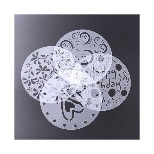 Tortadíszítő kellék, tortadíszítő sablon (4 minta)