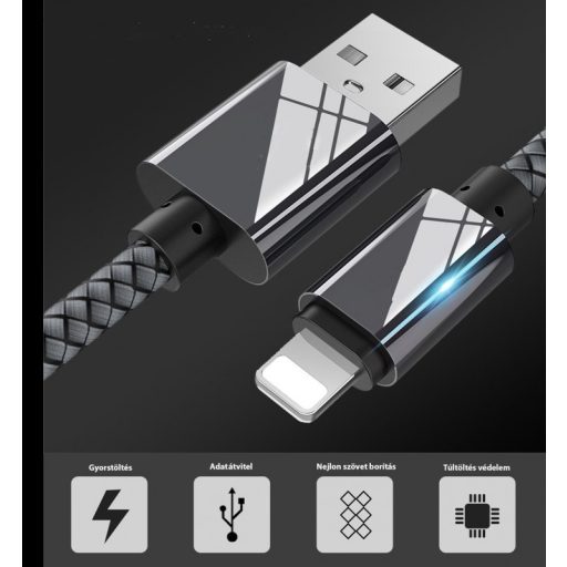 Extra strapabíró 1 méteres Lightning Iphone gyorstöltő és USB adatkábel