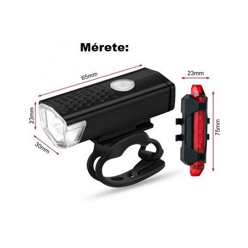 USB-ről tölthető LED-es Biciklilámpa Szett