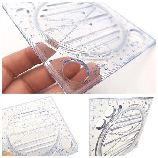 Tervező vonalzó, Művész vonalzó, Multifunkcionális forgatható rajzvonalzó