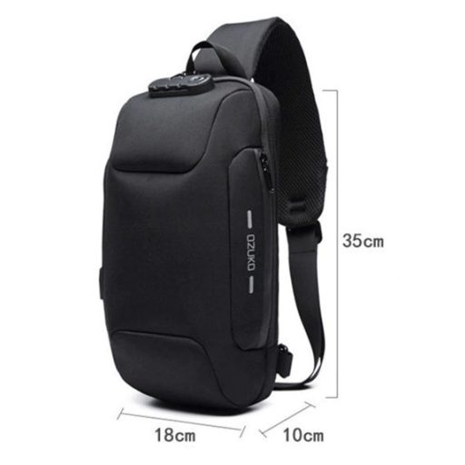 OZUKO biztonsági záras hátizsák (18×10×35 cm)