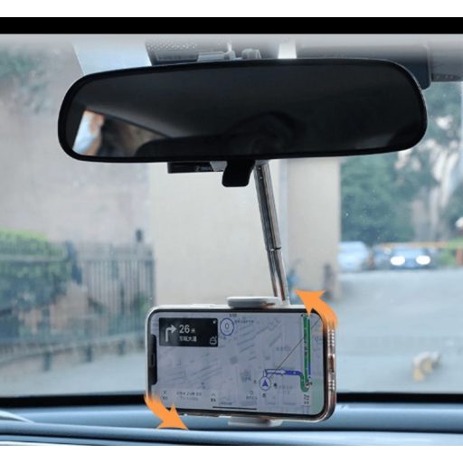 Teleszkópos, ülésre, visszapillantóra rögzíthető mobiltelefontartó autóba