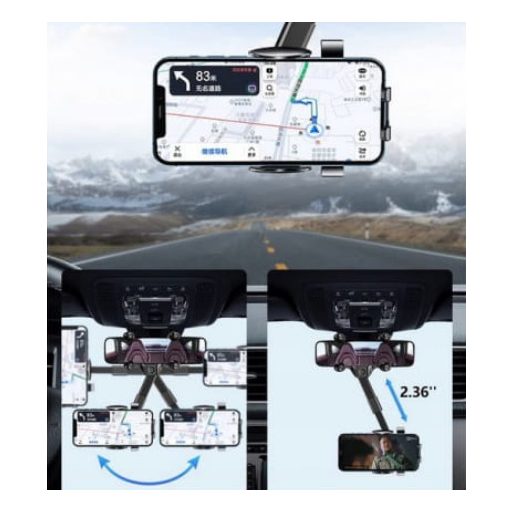 Autós, állítható telefontartó, visszapillantó tükörhöz