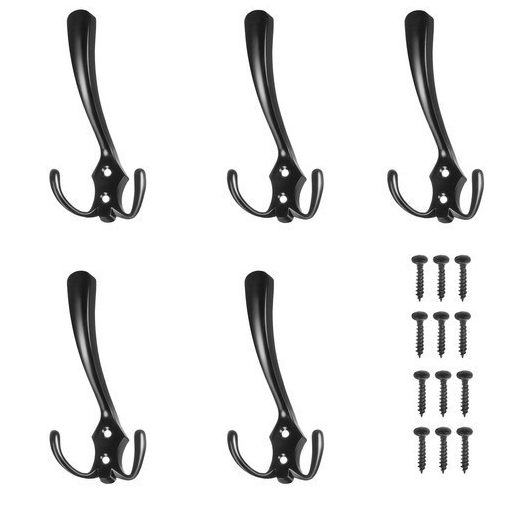 Fekete fali fogas, akasztó, 5 db
