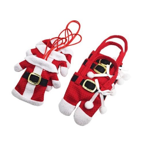 Karácsonyi textil evőeszköztartó dekoráció (6 db-os)