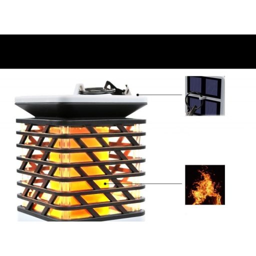 75 LED-es tűzhatású felakasztható napelemes kerti lámpa