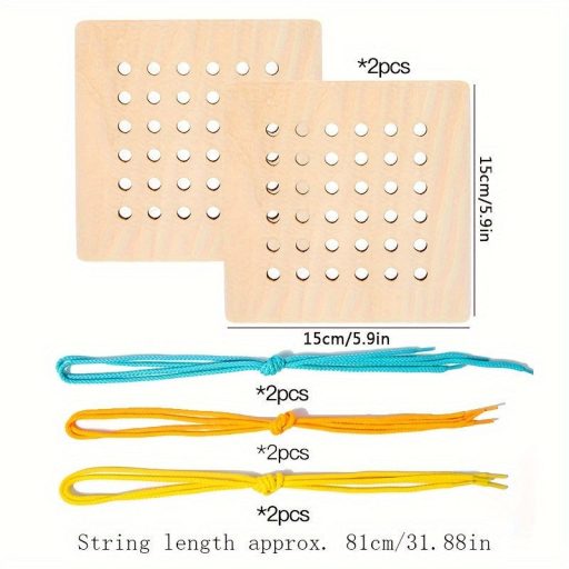 Fűzős fa tábla, készségfejlesztő játék gyerekeknek
