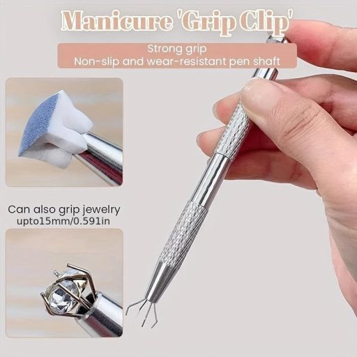 Fém körömdíszítő szivacs fogó eszköz 50 db cserélhető mini tofu blokk szivaccsal ombre körömdíszítéshez, manikűr kellékek és kiegészítők