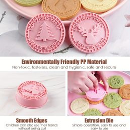   9db karácsonyi süteményvágók, 3D dombornyomó készlet 3D barkács rajzfilm préselhető kekszforma DIY sütibélyegző konyhai kiegészítők péksütemények sütőedények