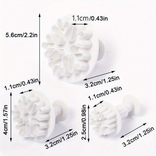 3 részes hópehely alakú rugós kekszvágó készlet, műanyag karácsonyi témájú gumicukor formák az ünnepi sütéshez