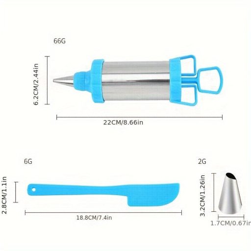 5db / Készlet, Jegesítőpisztoly Készlet, DIY Sütő Torta Eszközök, Rozsdamentes Acél Desszert Dekorátor Csőpisztoly Készlet 3db Cső Jegesedő Fúvókákkal Konyhai Sütő Tészta Szerszámhoz