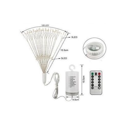 Csillagfény Lámpa távirányítóval, 120LED Fehér