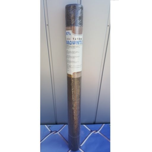 Árnyékoló háló medence fölé, kerítésre, BROWNTEX  1x10m barna 90%-os takarás