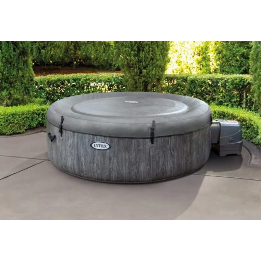 INTEX PureSPA Greywood Deluxe jacuzzi, 6 személyes, kerek, D216 x 71 cm, szürke / fehér (28442)