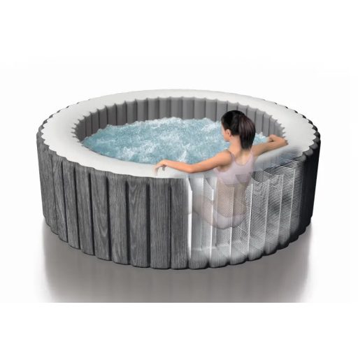 INTEX PureSPA Greywood Deluxe jacuzzi, 6 személyes, kerek, D216 x 71 cm, szürke / fehér (28442)