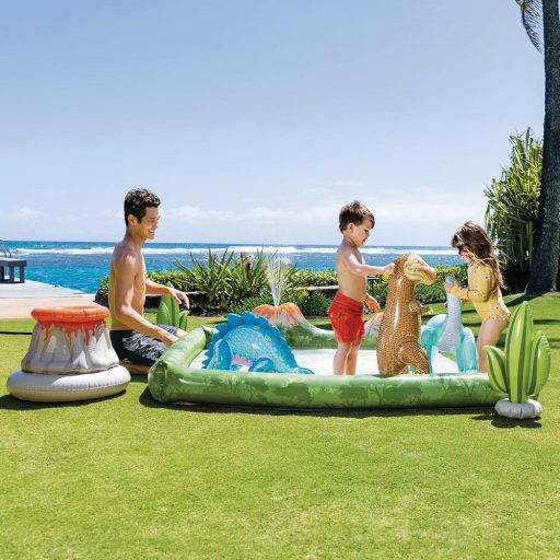 INTEX Jurassic Adventure Play Center felfújható vízicentrum, élménymedence, 201 × 201 × 36 cm